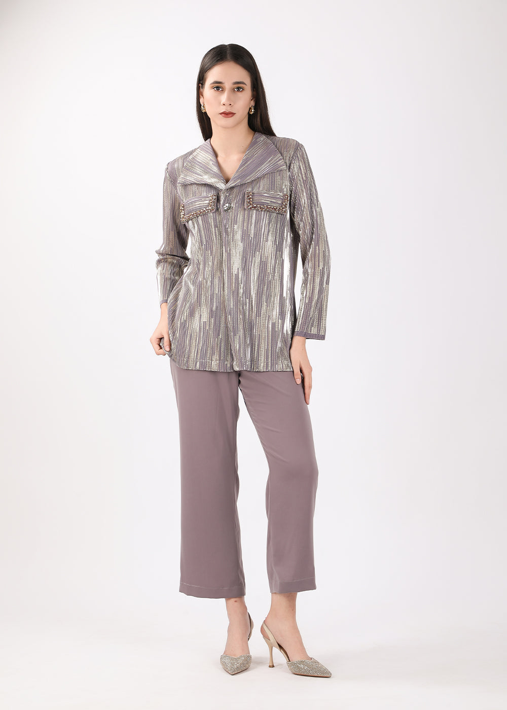 Lilac Shirt with Trousers