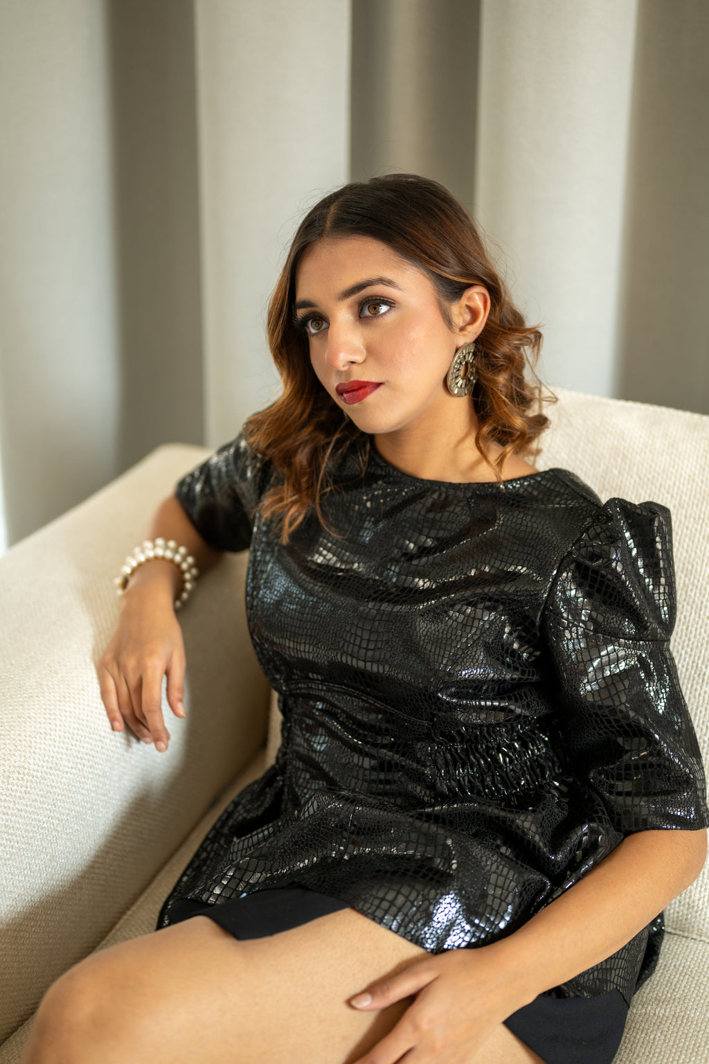 Black Python Top