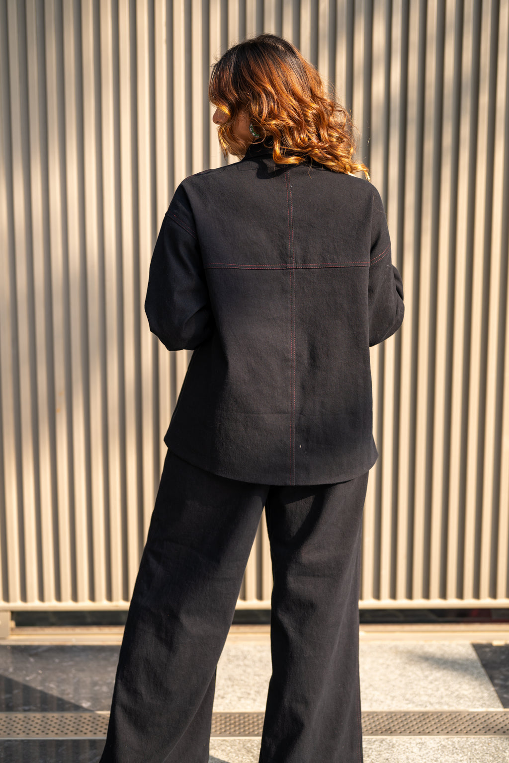 Black Denim embellished co-ord set