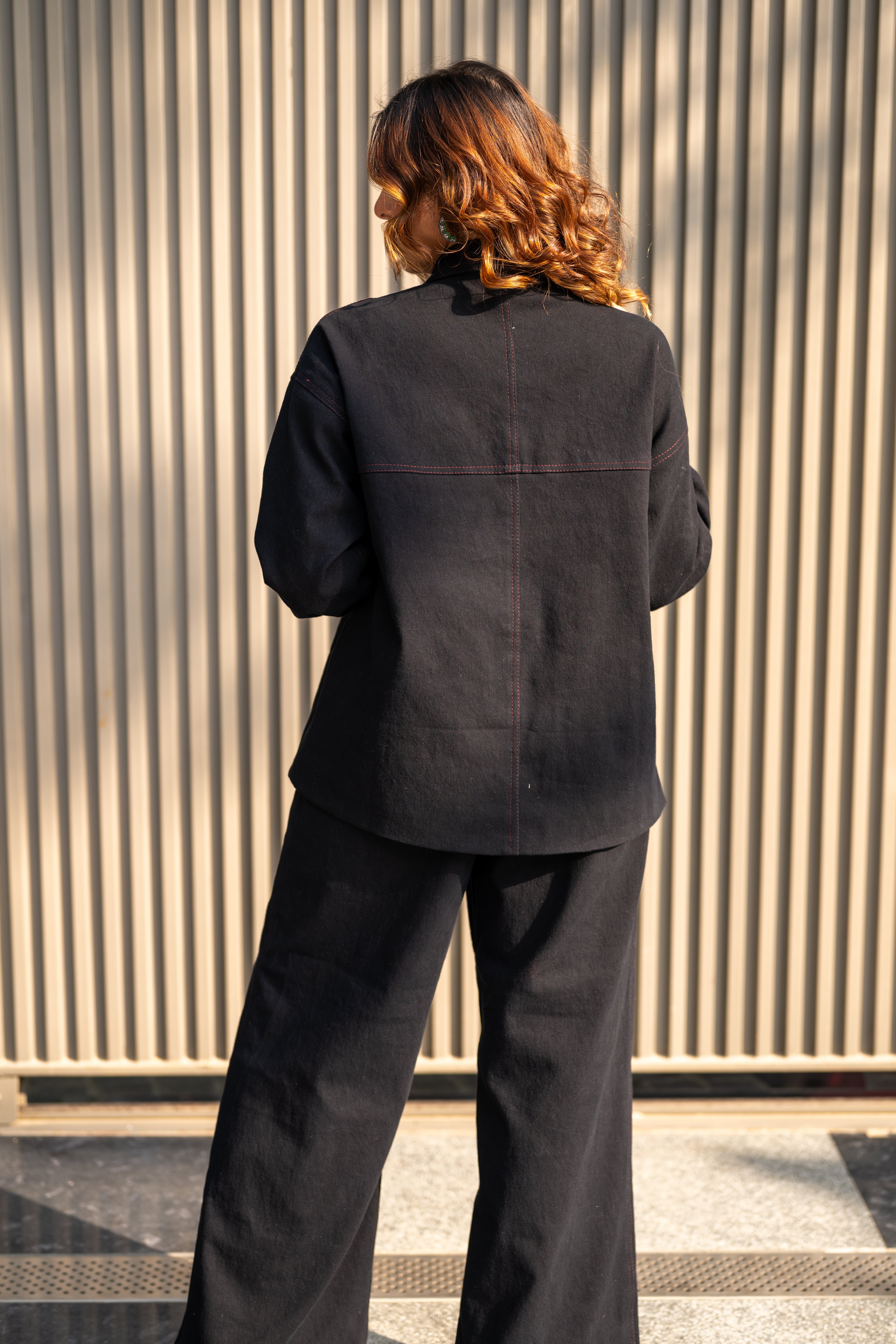 Black Denim embellished co-ord set