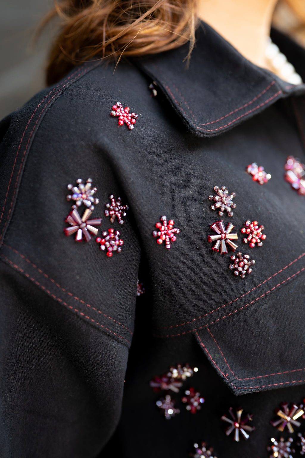 Black Denim embellished co-ord set