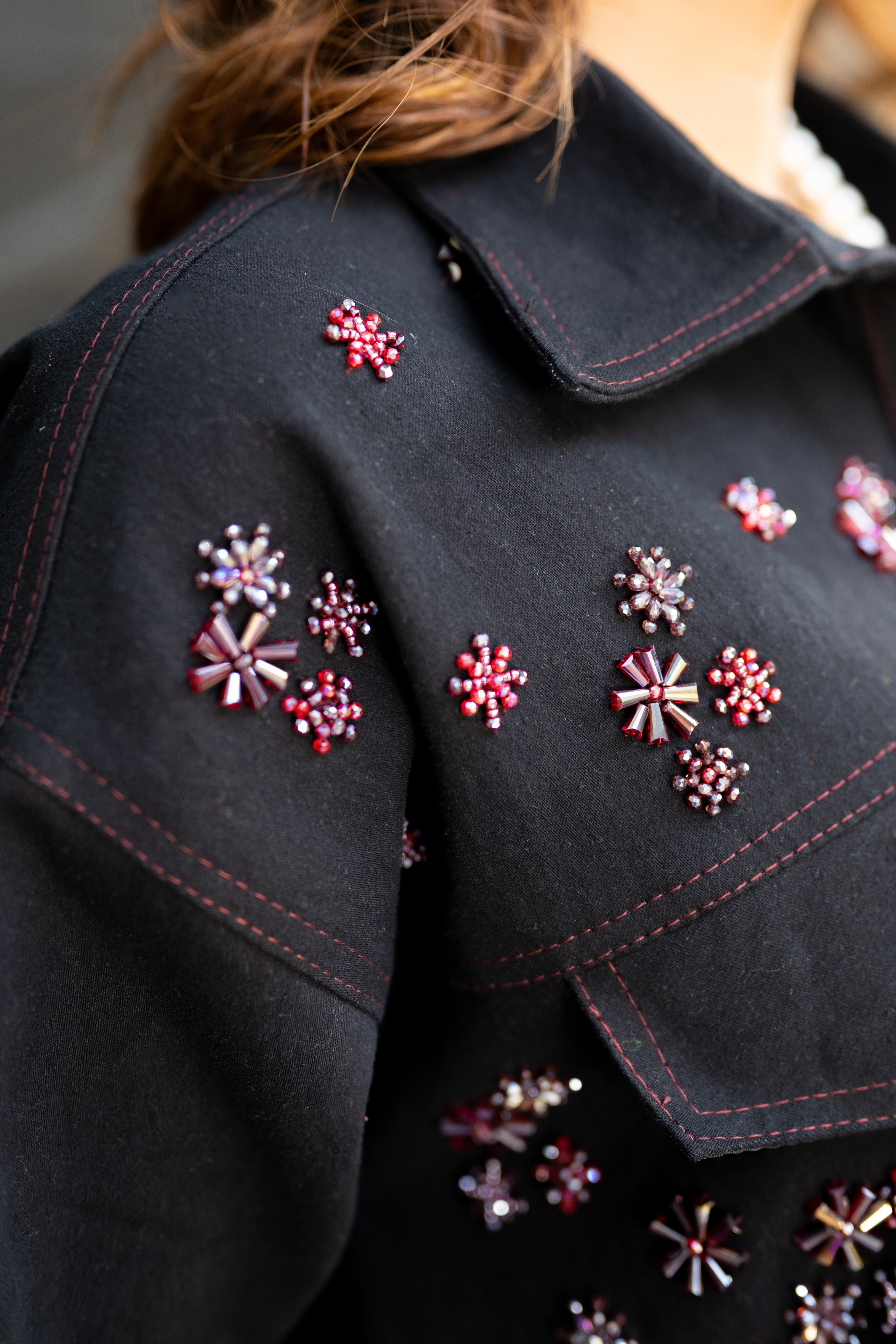 Black Denim embellished co-ord set