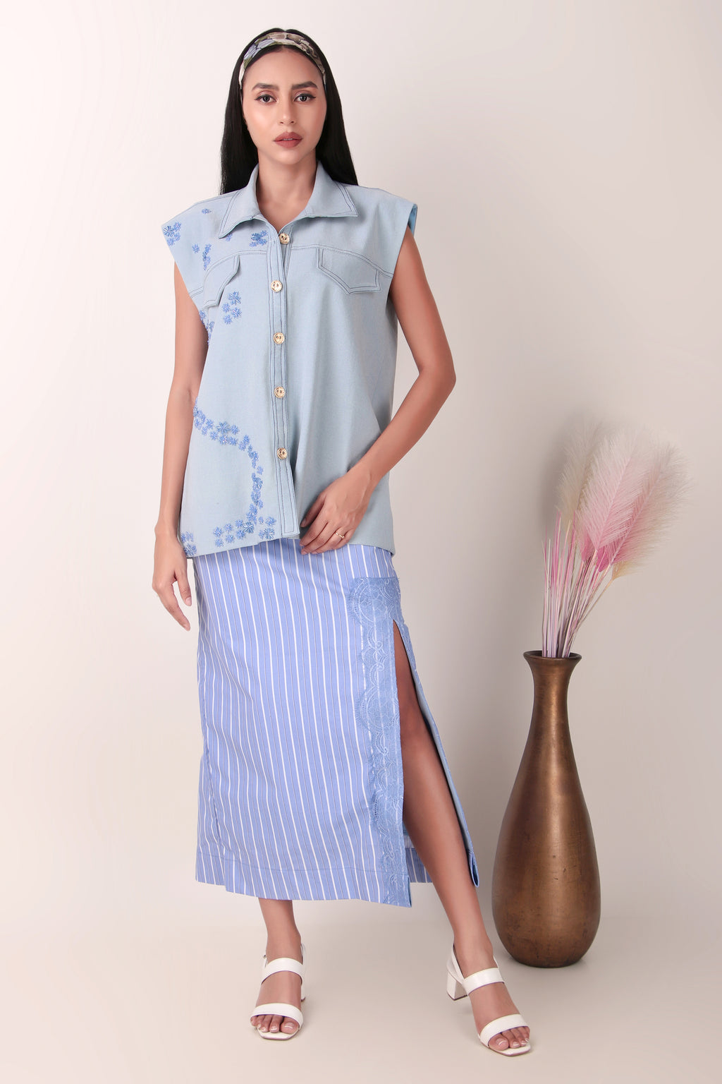 Blue Water Shacket and Skirt