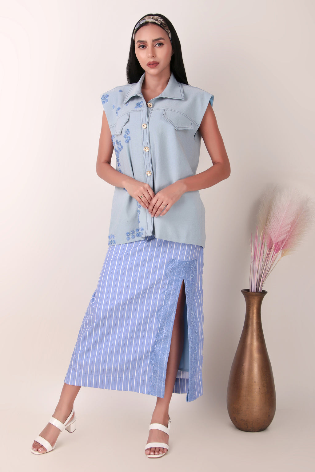 Blue Water Shacket and Skirt