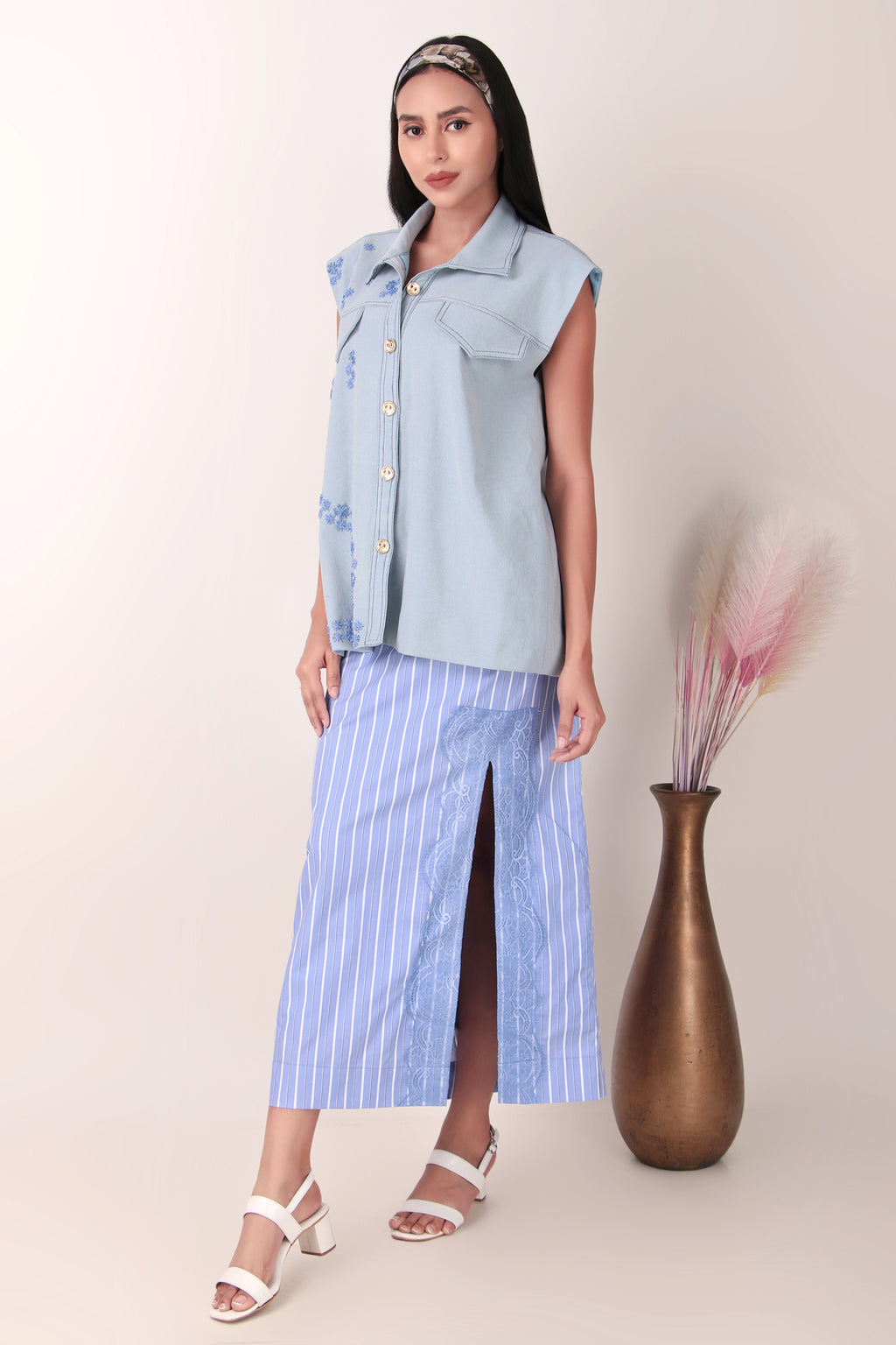 Blue Water Shacket and Skirt
