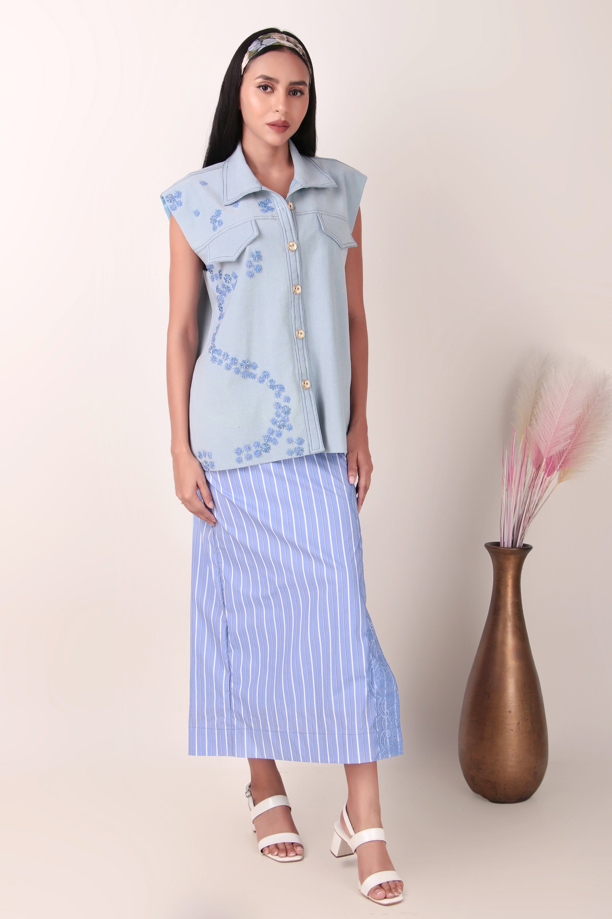 Blue Water Shacket and Skirt