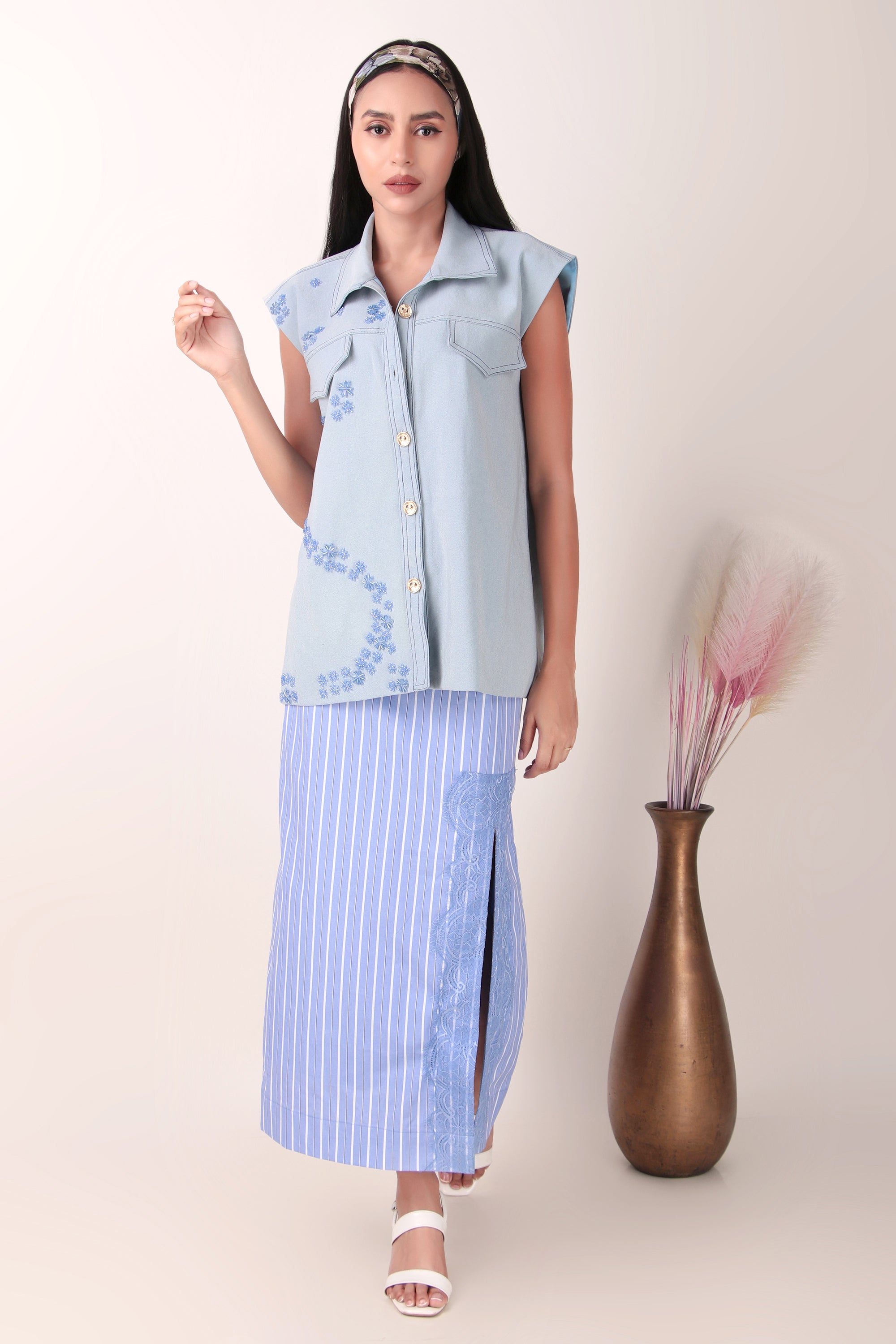 Blue Water Shacket and Skirt