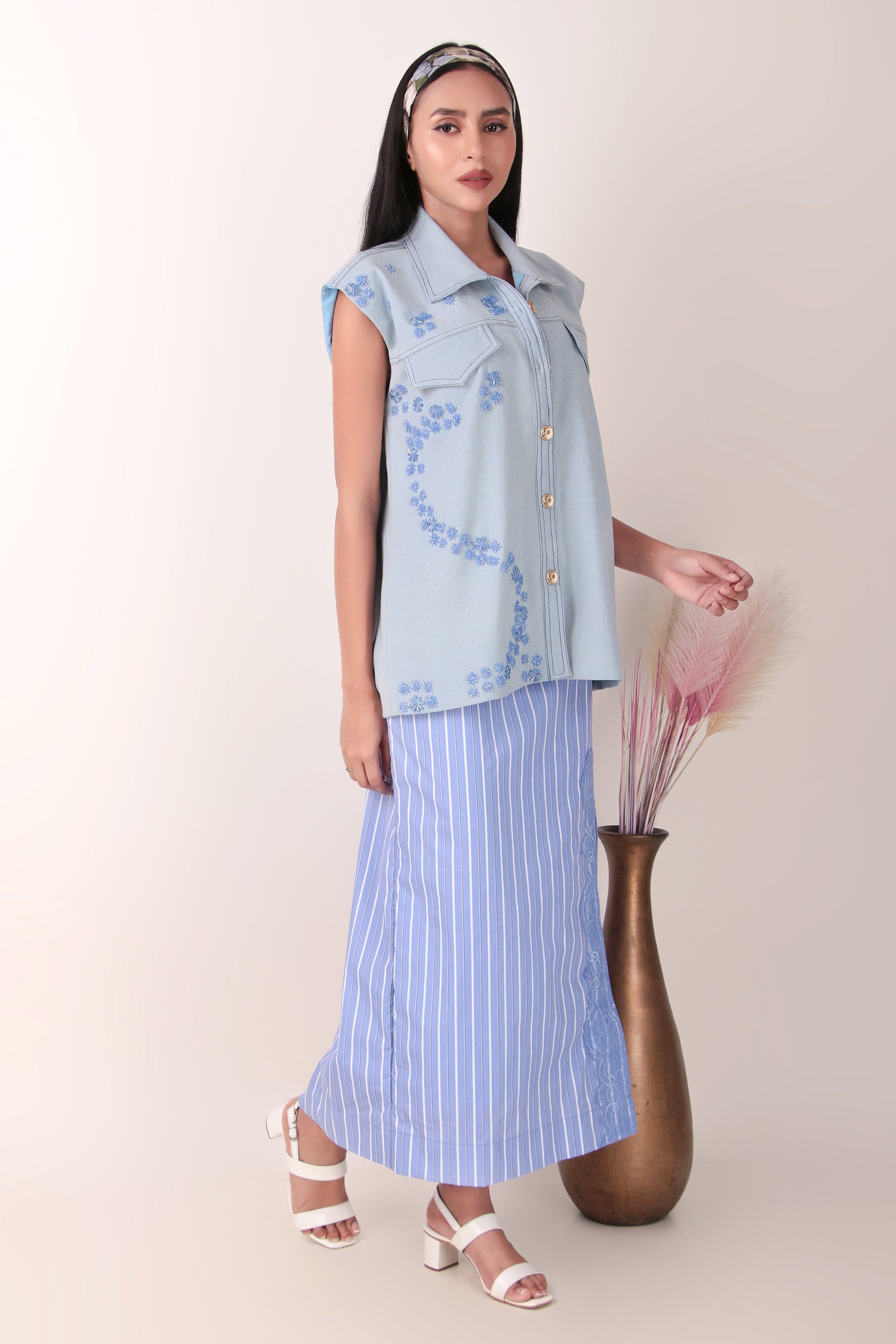 Blue Water Shacket and Skirt
