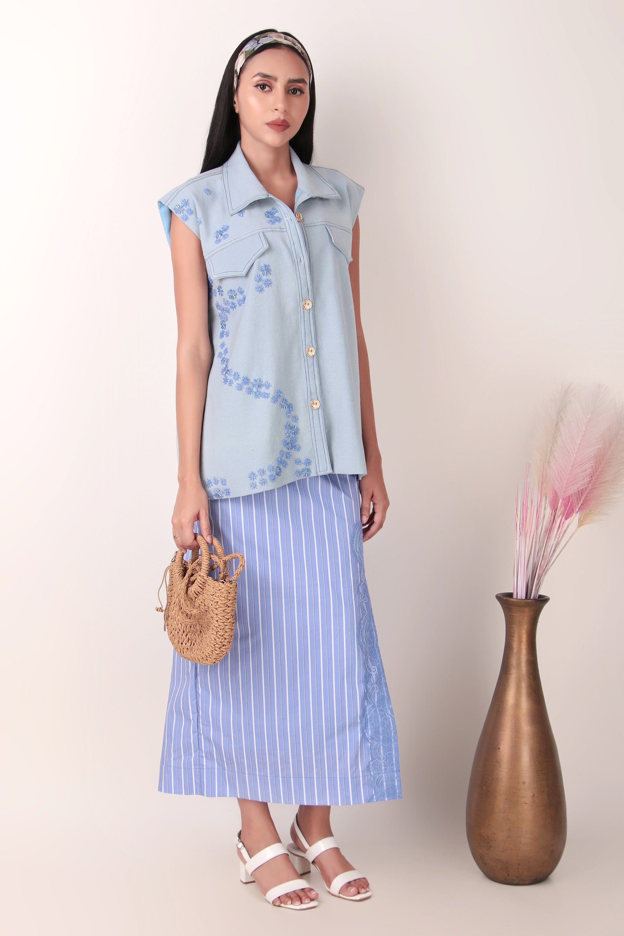 Blue Water Shacket and Skirt